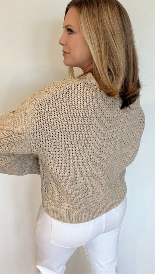 Harland Cable Knit Cardigan-Tan - Wear with style
