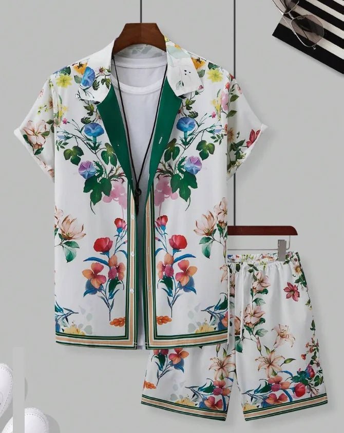 Hawaiian resort wear men beach shorts set - Wear with style