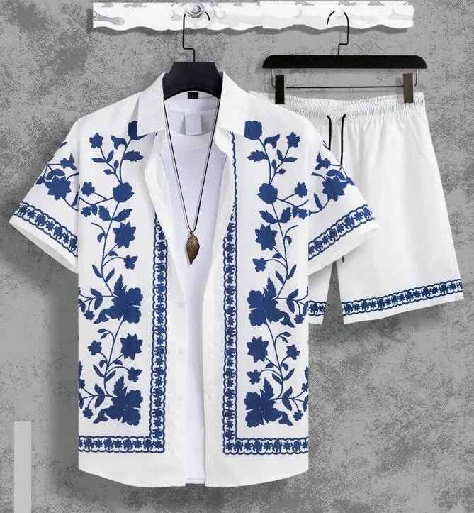 Hawaiian resort wear men beach shorts set - Wear with style