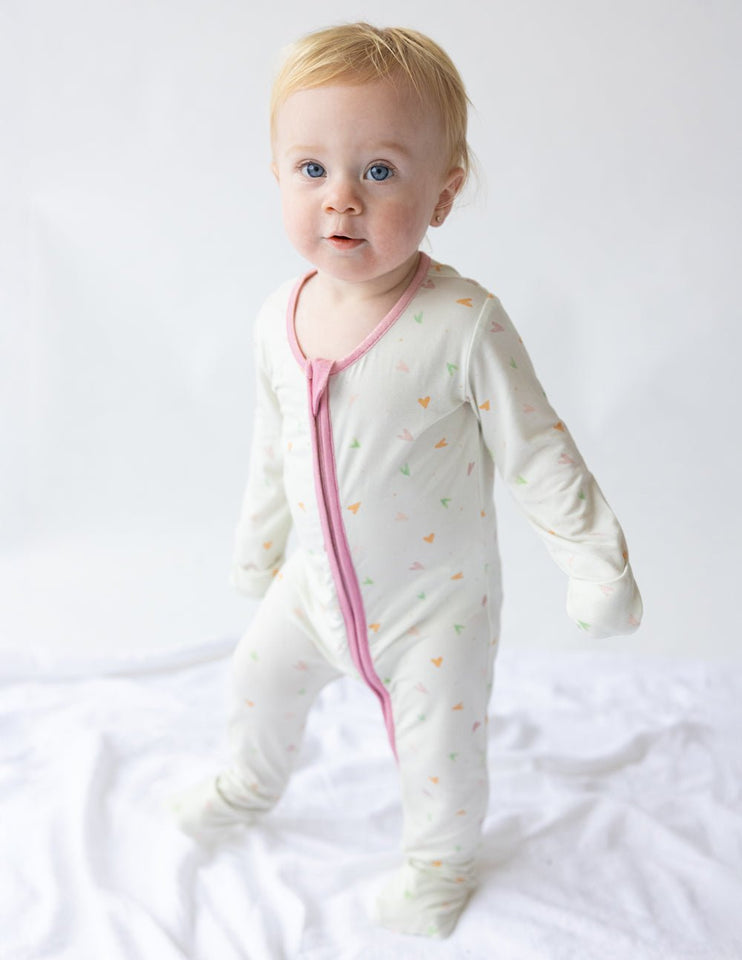 Heart Bamboo Convertible Footed Onesie - Wear with style
