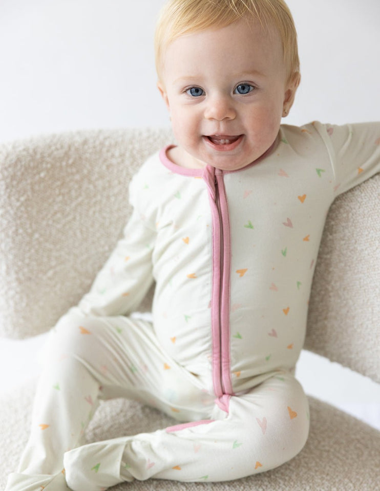 Heart Bamboo Convertible Footed Onesie - Wear with style