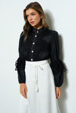 High Neck Long Sleeves Lace Blouse Top - Wear with style