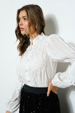High Neck Long Sleeves Lace Blouse Top - Wear with style