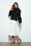 High Neck Long Sleeves Lace Blouse Top - Wear with style
