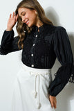 High Neck Long Sleeves Lace Blouse Top - Wear with style