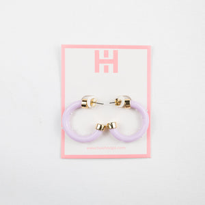 Mini  Hoops - Lavender with Pearls