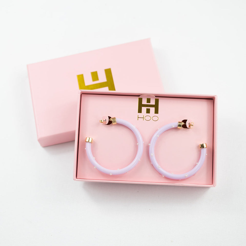 Hoops - Lavender with Pearls