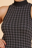 Houndstooth Seamless Mock Neck Mini Dress - Wear with style