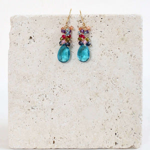 Neon Blue Quartz Bala Earrings