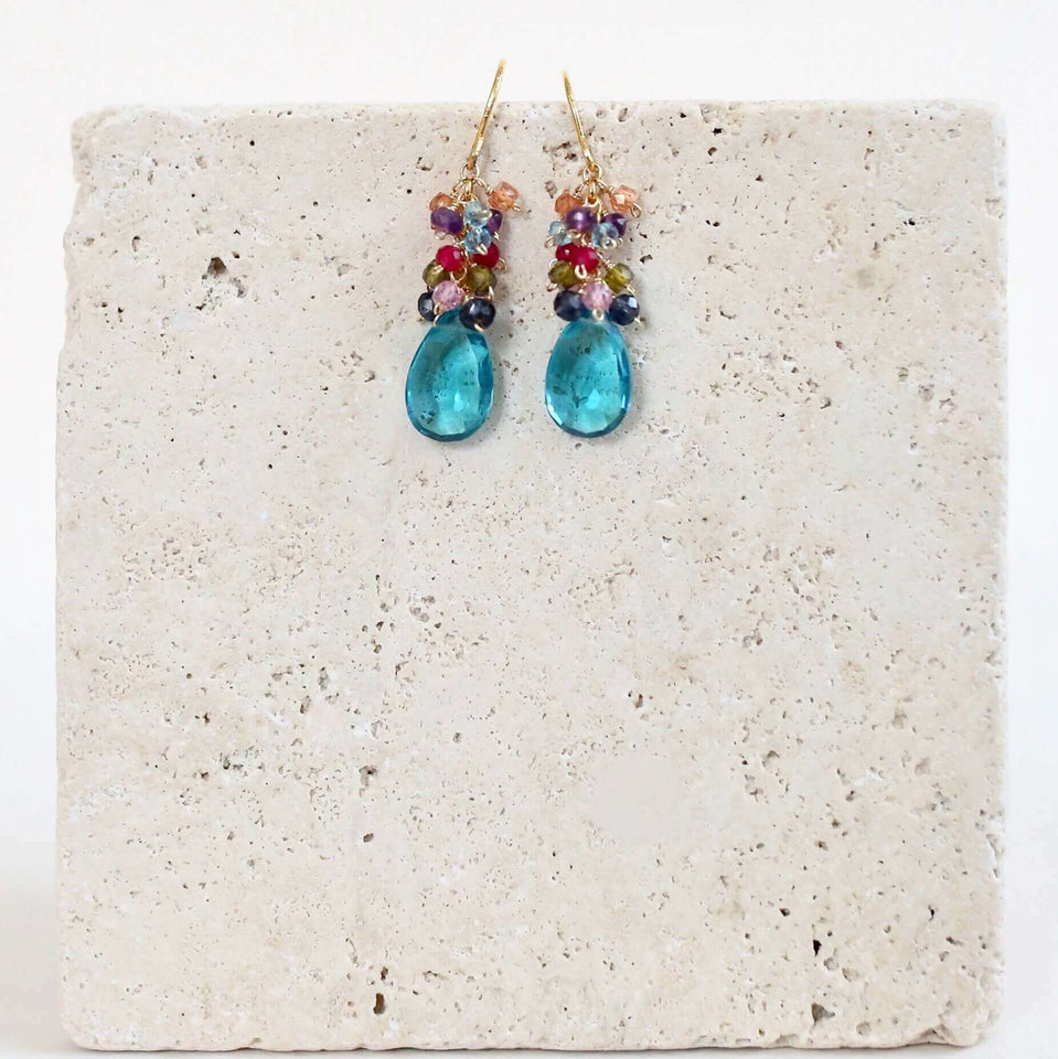 Neon Blue Quartz Bala Earrings