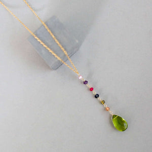 Peridot Green Quartz Yoga Pendant Necklace - Gold