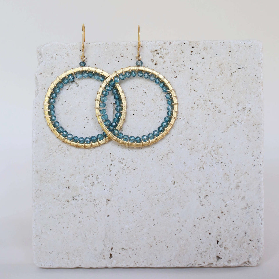 London Blue Quartz Halo Earrings