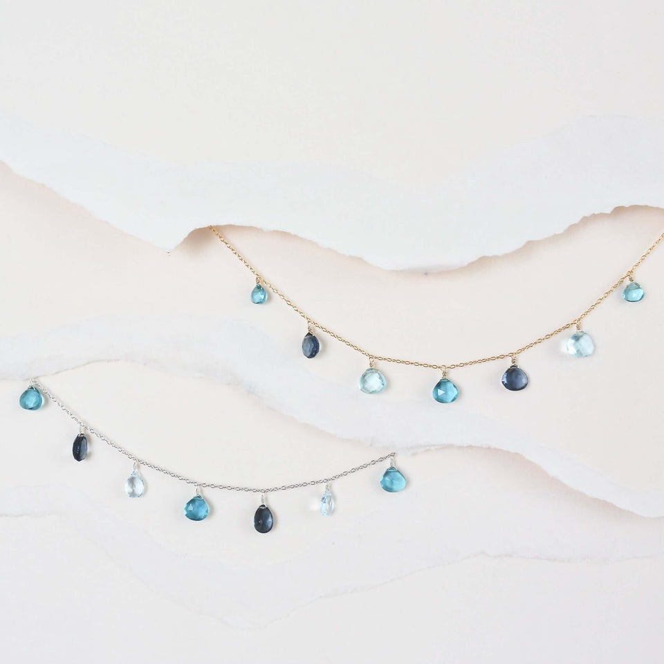 Blue Gemstone Gold Sparkler Necklace
