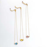 London Blue, Citrine and Garnet Minimalist Necklaces