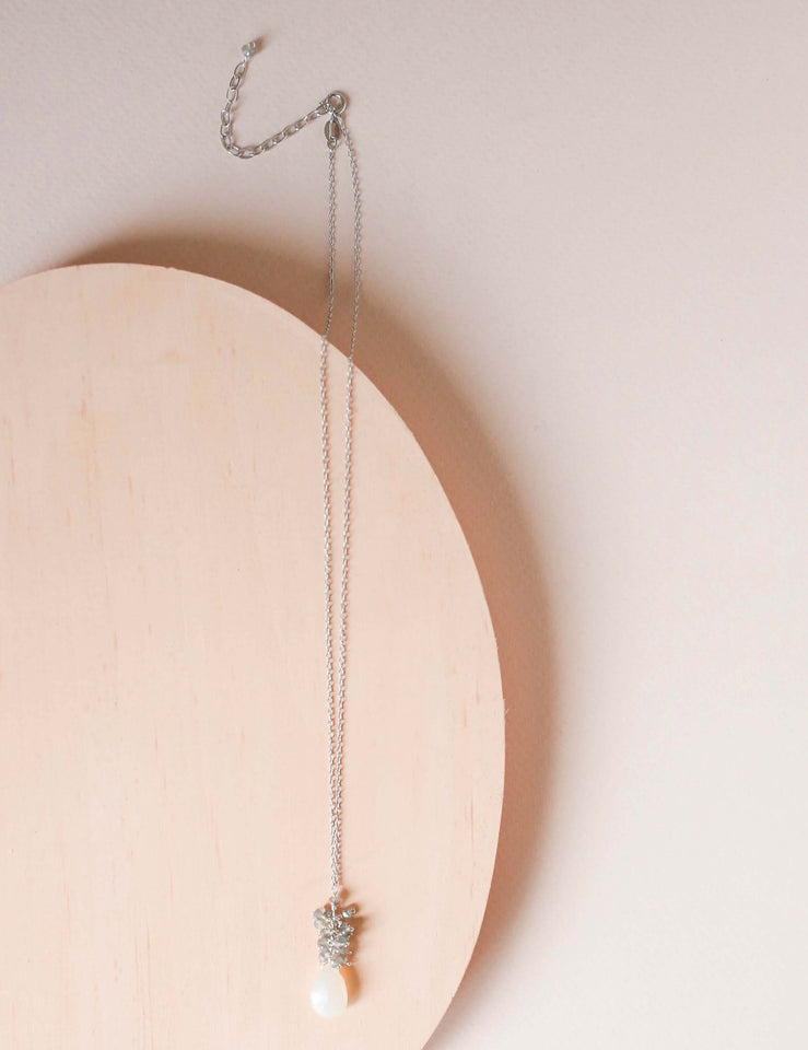 White Chalcedony Cluster Necklace