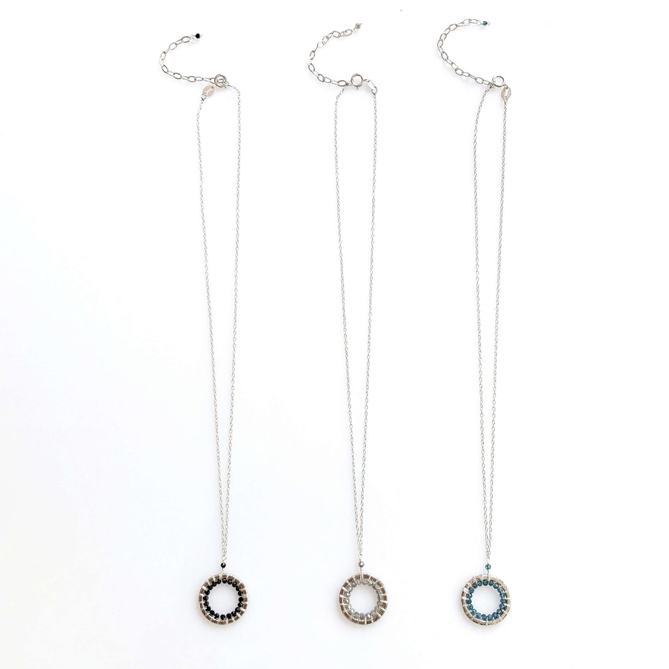 Black Spinel Halo Mini Sliver Pendant