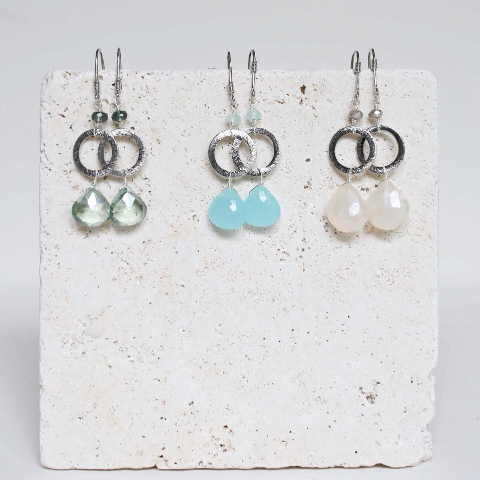 The Airie Earring - Blue Chalcedony Silver