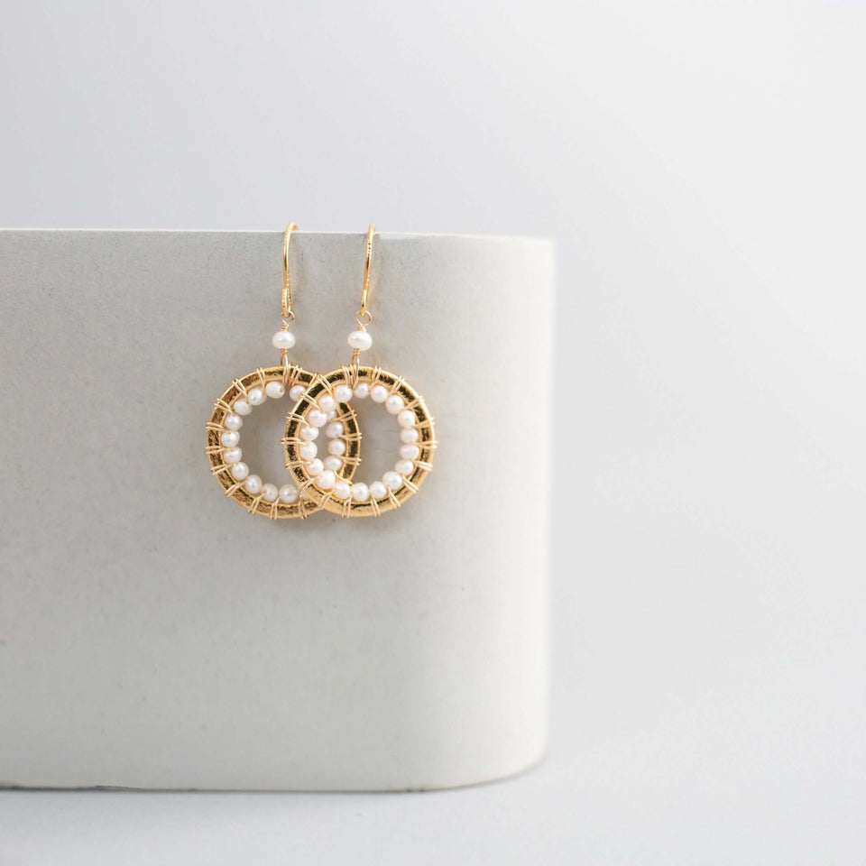 Pearl Mini Halo Earrings