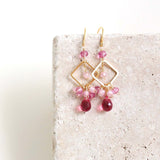 Dark Pink Tourmaline Pixy Earrings