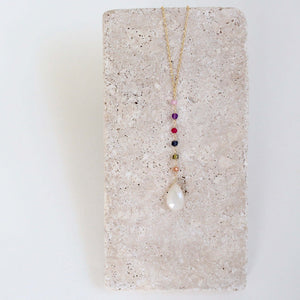 White Chalcedony Rainbow Yoga Pendant