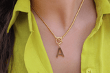 Initial Omega Toggle T Bar Dainty Necklace - Wear with style