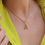 Initial Omega Toggle T Bar Dainty Necklace - Wear with style