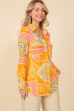 Italian Print Button Down Top - Wear with style