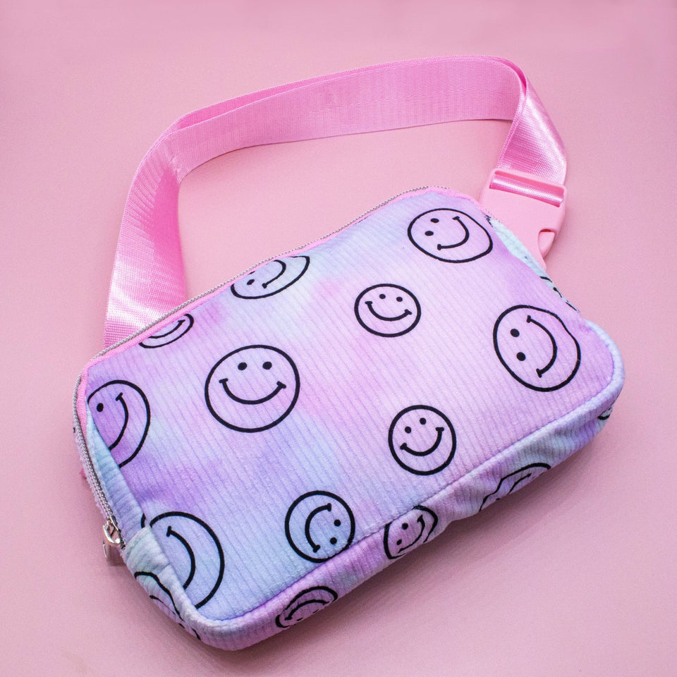 Kids Belt Bag - Tie Dye Smiley Face Crossbody Fanny Pack - Wear with style