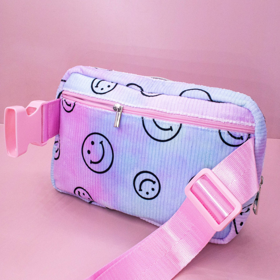 Kids Belt Bag - Tie Dye Smiley Face Crossbody Fanny Pack - Wear with style
