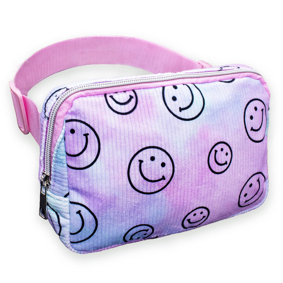 Kids Belt Bag - Tie Dye Smiley Face Crossbody Fanny Pack - Wear with style