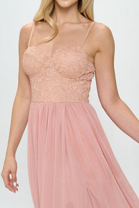 Lace Detail Bustier Floor Length Maxi Dress - Wear with style