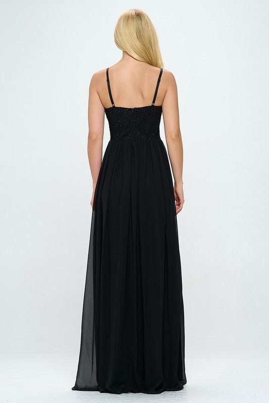 Lace Detail Bustier Floor Length Maxi Dress - Wear with style