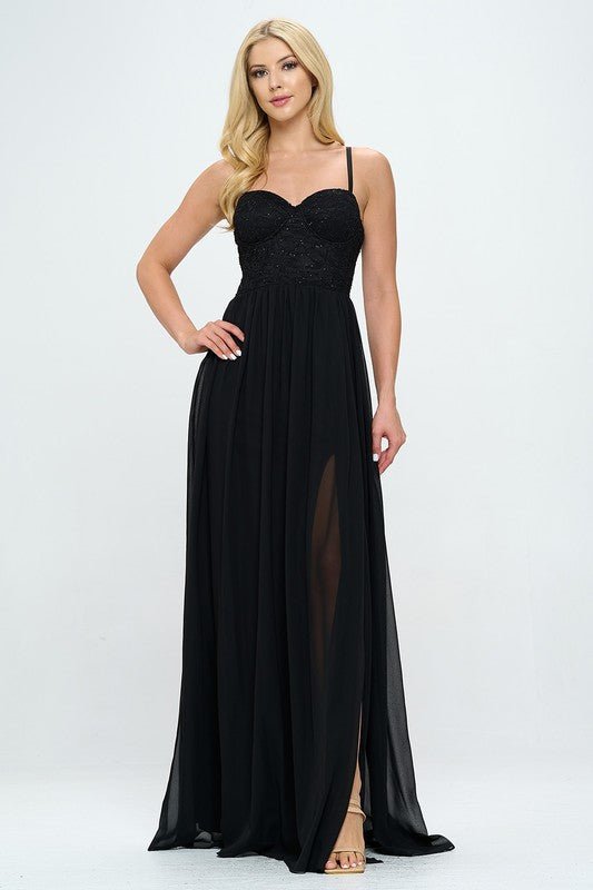 Lace Detail Bustier Floor Length Maxi Dress - Wear with style