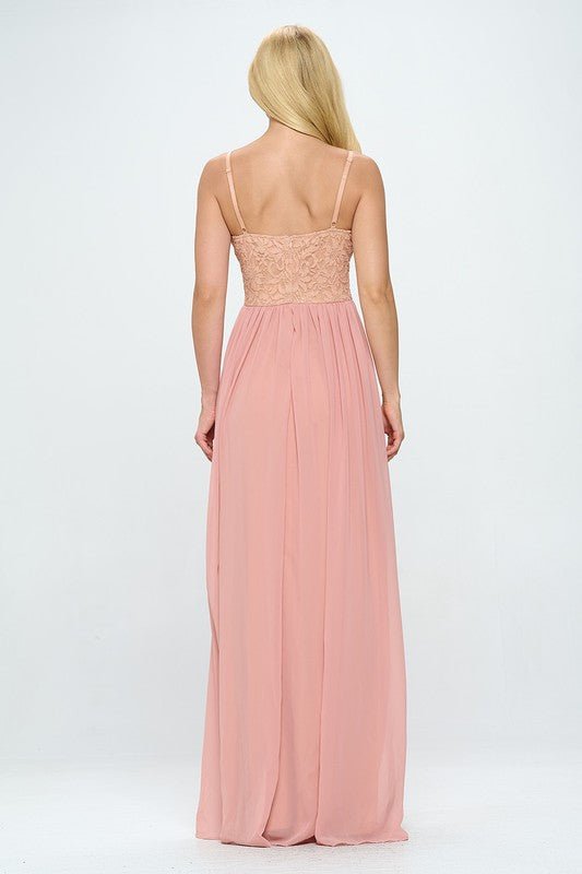 Lace Detail Bustier Floor Length Maxi Dress - Wear with style