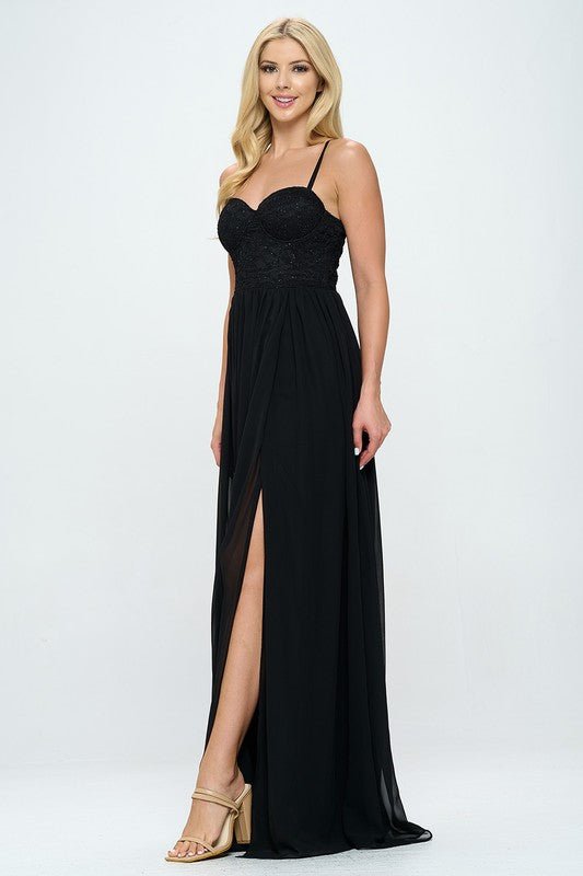 Lace Detail Bustier Floor Length Maxi Dress - Wear with style