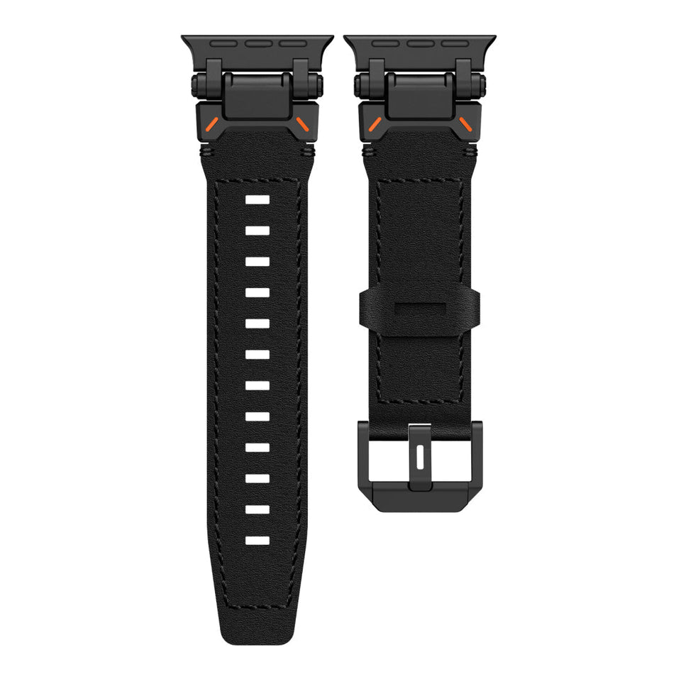 Leather Tactical Band for Apple Watch Ultra – 26mm Wide, Mecha - Style Connectors, Adventure - Ready - Wear with style