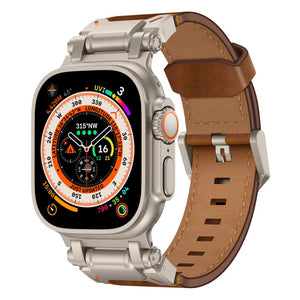 Leather Tactical Band for Apple Watch Ultra – 26mm Wide, Mecha - Style Connectors, Adventure - Ready - Wear with style