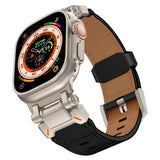 Leather Tactical Band for Apple Watch Ultra – 26mm Wide, Mecha - Style Connectors, Adventure - Ready - Wear with style