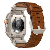Leather Tactical Band for Apple Watch Ultra – 26mm Wide, Mecha - Style Connectors, Adventure - Ready - Wear with style