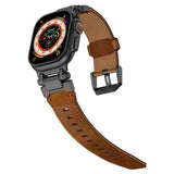 Leather Tactical Band for Apple Watch Ultra – 26mm Wide, Mecha - Style Connectors, Adventure - Ready - Wear with style