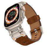 Leather Tactical Band for Apple Watch Ultra – 26mm Wide, Mecha - Style Connectors, Adventure - Ready - Wear with style