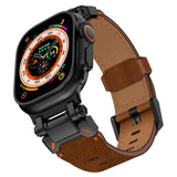 Leather Tactical Band for Apple Watch Ultra – 26mm Wide, Mecha - Style Connectors, Adventure - Ready - Wear with style
