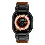 Leather Tactical Band for Apple Watch Ultra – 26mm Wide, Mecha - Style Connectors, Adventure - Ready - Wear with style