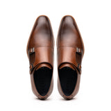 55-103-BRN LEGERRA Hand Burnished Italian Calfskin Monkstrap, Brown