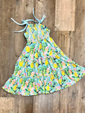 Lemons on Aqua Ribbed Midi Maxi - Wear with style