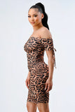 LEOPARD PRINT SHIRRING BODYCON DRESS - Wear with style