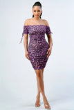 LEOPARD PRINT SHIRRING BODYCON DRESS - Wear with style