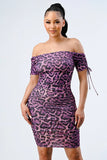 LEOPARD PRINT SHIRRING BODYCON DRESS - Wear with style