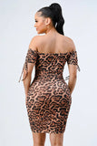 LEOPARD PRINT SHIRRING BODYCON DRESS - Wear with style