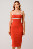 Lily Midi Mango Stretch Dress with Adjustable Straps - Wear with style
